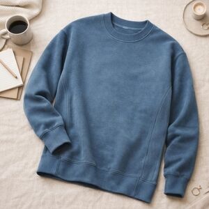Aritzia TNA Cozy Fleece Boyfriend Crewneck Sweatshirt Soft Midweight Blue Small